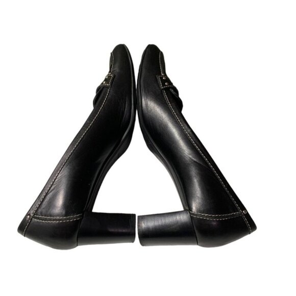 Bally Women’s Black Leather Penny Loafer Heels | Size 11 US | Classic Block Heel - Picture 3 of 10